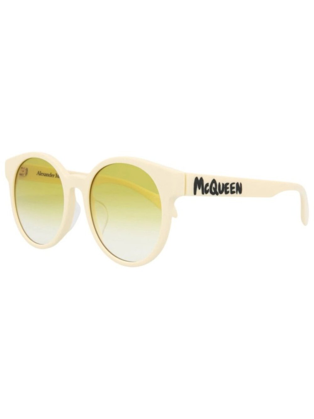 New Alexander McQueen Women's Sunglasses Round Oval Acetate Frame White White